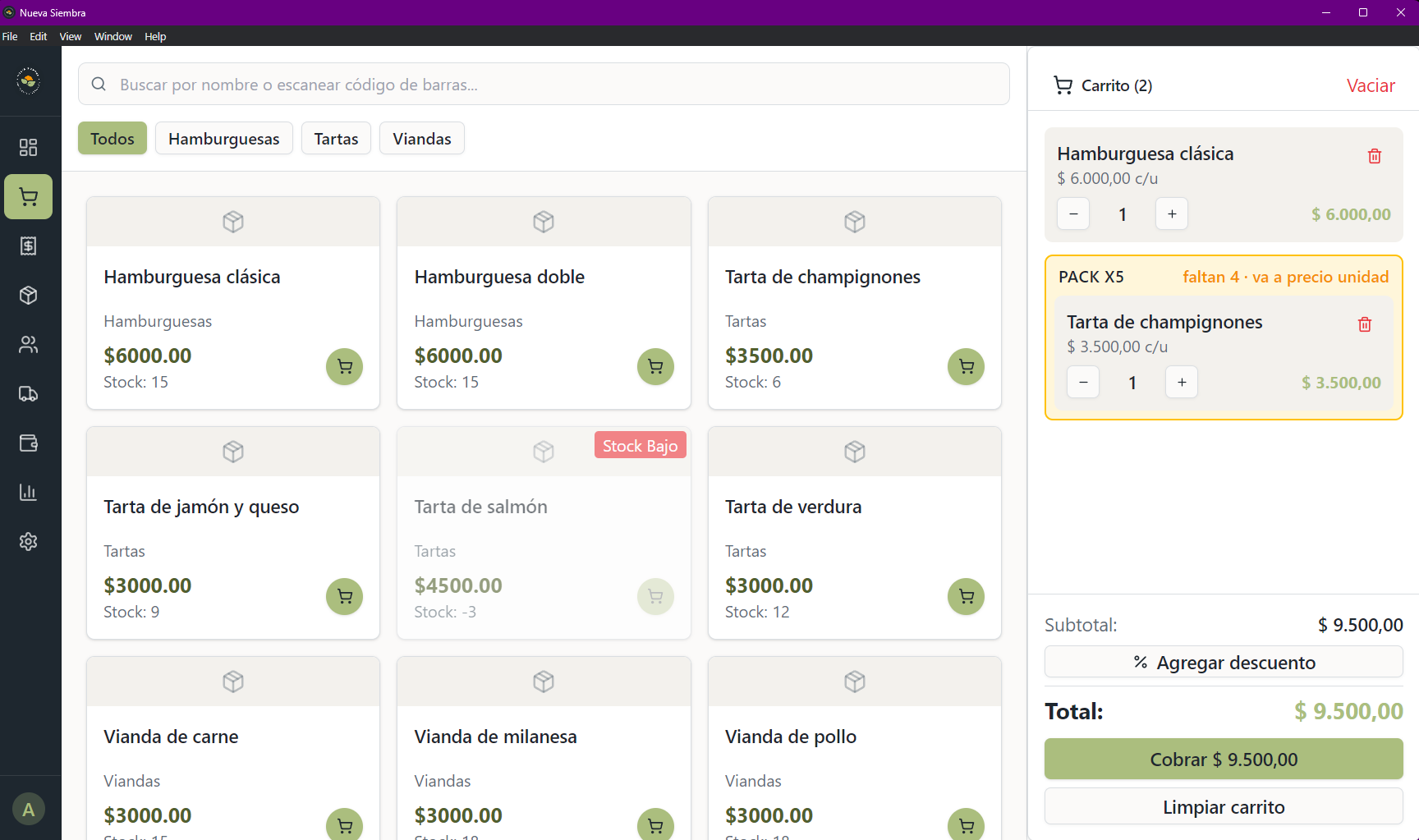 Captura del proyecto Punto de venta — Nueva Siembra